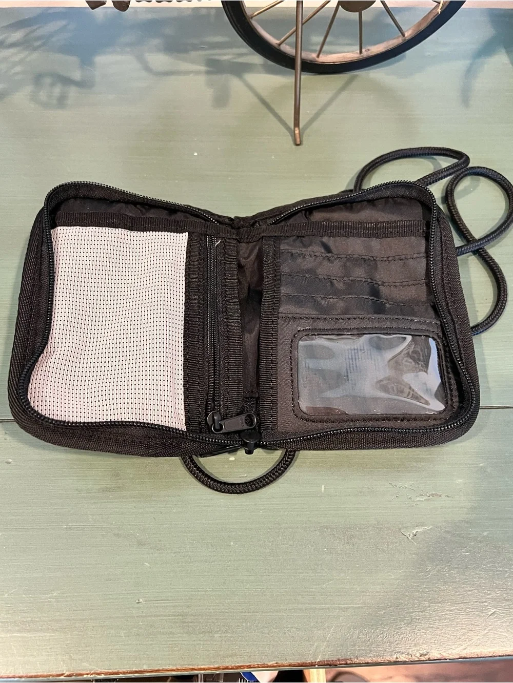 Eddie Bauer Black Crossbody Travel Wallet with Rope Strap